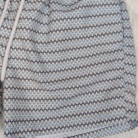 Frescobol Carioca Graphic Print Drawstring Swim Trunks Blue and White Size XXL - Picture 4 of 10